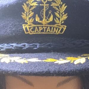 Navy Captain Hat with Gold Embroidery